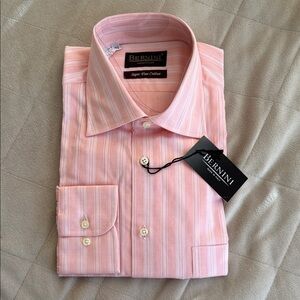 NEW Bernini Italy, Men's Pink Striped Shirt